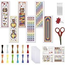 6 Kits Marque-Pages Point De Croix Fleurs - DIY Broderie Pour Adultes - Taille 22x8cm