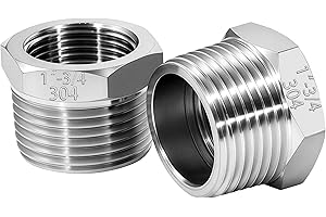 ELEGRIP Riduttore di Riduzione In Acciaio inossidabile, Adattatore da 1" Maschio x 3/4" Femmina, Raccordo Connettori Filettatura per Acqua Tubo Conversione (6PCS)