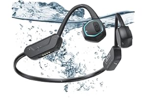 BNARQP Bone Conduction Swimming Headphones IP68 Waterproof Headphones for Swimming Open Ear Wireless Bluetooth 5.3 Earphones with Built-in 32 GB MP3 Player for Swimming Running, Cycling