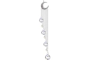 YU FENG Appeso Cristallo Trasparente Suncatcher Ornamenti con Luna Decor Rainbow Maker Perle di Cristallo Palla Prismi Ciondolo