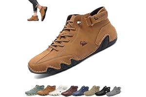 OVERHIL1S Bottes Hautes Italiennes en Daim Faites À La Main avec Velcro - Becks Shoes Baskets Décontractées en Daim Imperméables for Hommes, Bottes Chukka Hautes for Hommes Antidérapantes Et Respirantes (Color