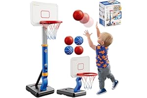 DAIREN Basketball Hoop for Kids, Toddler Basketball Hoop with Stand and 4 Basketballs,Indoor Outdoor Backyard Sport Game Gifts Toys for 3 4 5 6 7 8,Outdoor Indoor Game Birthday Gift for Toddler