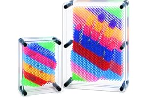 Cartlant 2Pcs 3D Printed Pin Art Board Impression Toy for Kids, Retro Pins Hand Sculpture Game Large Size 8" X 6" with Small 5" X 3.75", Office Desktop Fun Picture Gifts Desk Toys (Colorful)