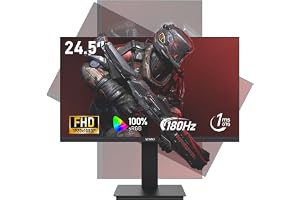 AESNO 24.5 inch Gaming monitor 180Hz 1080P Tilt/Height/Swivel Adjustable | Computer monitors FHD(1920x1080) 1ms(GTG) Freesync 100%sRGB DP HDMI VESA Suitable for esports gaming and home office