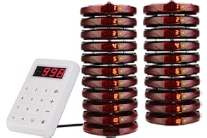 Retekess TD158 Sistema de Llamadas Restaurante, 500M Avisador Hosteleria, Tubo Digital LED, Material PC Transparente, Avisadores Clientes para Bare, Café, Heladería (1Base de Carga + 20 Buscapersonas)