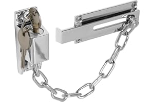 XFORT Türkette aus poliertem Chrom, Sicherheitskette für die Vordertür mit externem Schlüssel-Entriegelungsmechanismus.