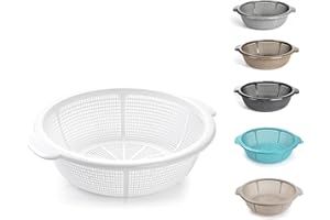 PLASTIFIC Plastic Colander Food Sieve Strainer Basket for Food Washing Draining Pasta Spaghetti Rice Salad Vegetable Kitchen Cooking Hobby (31cm - White)
