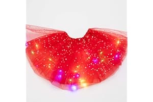 QOTSTEOS Girls Tutu Skirt, Little Girls LED Colorful Luminous Kids Star Sequin Ballet Skirt Princess Sparkling Tutu, Fancy Fluffy Ballet Dance Costume for 3-8 Years Kids