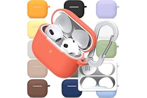 superdivision AirPods 3 & Pro Case Silicon Protective Clear Cover with Anti-Lost Carabiner Keychain Kit Set Dust Guard Dust-Proof Film [Front LED Visible] (AirPods 3, Vermilion)
