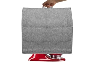 HOHUO Staubdichte Abdeckung für KitchenAid-Mixer, mehrere Taschen für verschiedene Küchengeräte, wasserabweisend, einfache Reinigung (grau, passend für Schüsselheber von 5–8 Quart)