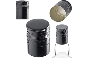 KADAX Schraubverschluss 30x44mm für Flaschen, Flaschenverschluss aus Aluminium, Drehverschluss, Schraubdeckel für Weinflaschen, Saftflaschen & Likörflaschen (Schwarz, 10 Stück)