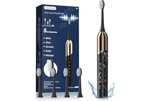 OASISMILE Sonic Electric Toothbrush with 4 Brush Heads, 50000 VPM, 5 Modes, Powerful Rechargeable Toothbrush, 2.5-Hour Fast Charge for 100 Days Use, IPX7 Waterproof, Convenient for Both Travel and Home Use