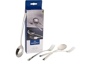 Villeroy & Boch - Daily Line Specials Spaghetti Besteck Set 4 Teilig Spülmaschinenfest, Pastabesteck, Mit Spaghettigabel/Nudelgabel Und Spaghettilöffel/Nudellöffel, Gabel Und Löffel, Edelstahl