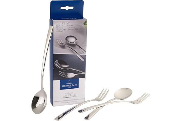 Villeroy & Boch - Lot Pour Spaghettis Daily Line Specials, 4 Pcs, Cuillère et Fourchette, Inox, 265 X 85 X 30 mm, Compatible Lave-Vaisselle