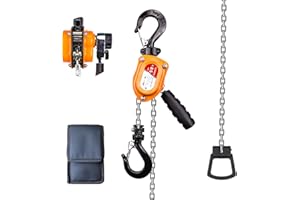 YATOINTO TOYO-INTL Mini Manual Lever Block 1/2 Ton 1100lbs, Come Along Manual Chain Hoist, 1.5M 5FT Steel G80 Puller Hoist, with Hook for Building