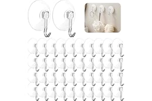 Alppihym Ganchos de ventosa 40 piezas - Ganchos de pared reutilizables para ventanas, baño y cocina - Fácil de enganchar sin necesidad de taladrar (Ganchos de acero inoxidable)