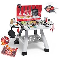 Jouet Barbecue Pour Enfants – Grill 68x32x67 Cm, Fumée Vapeur, Sons Et Lumières, 33 Accessoires, Tablier Et Chapeau Inclus