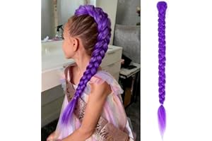 GENERIC Rumi Purple Braid Hair Extensions Synthetic Fiber 26 INCH Easy Clip in Ponytail for Cosplay Wig Halloween Costume (Purple)