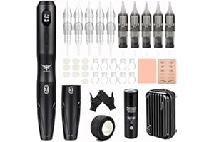 TATELF S20 Kit de Máquina de Microblading Inalámbrica, 2 Cabezales Intercambiables con Batería para Maquillaje Semipermantente,para Cejas, Labios, Eyeliner,10 Agujas y Accesorios Completos