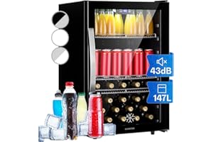 Klarstein Mini Kühlschrank mit Glastür, Mini-Kühlschrank für Zimmer, Getränkekühlschrank Klein mit Verstellbaren Ablagen, Kleiner Kühlschrank 147 Liter, Indoor/Outdoor Kühlschrank Leise