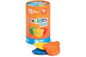 CARIOCA Pastelli Baby Teddy Crayons 1+, Tubo di 12 Pastelli Colorati a Forma di Orsetto, Pastelli Per Bambini dai 12 Mesi, 12 Pezzi
