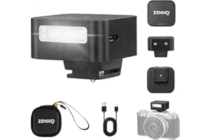 ZENIKO ZF08 Mini Camera Flash Speedlite Attachment Flash GN16.5 Power Levels CCT 6500k ±200k with Universal Hot Shoe Mount for Sony/Canon/Nikon/Panasonic/Olympus (Black, ZF08)