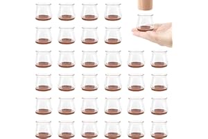 AULESE 32 sztuki nakładek ochronnych na nogi krzeseł z filcem, przezroczyste, silikonowe ochraniacze na nogi krzeseł, nakładki na krzesła okrągłe, do podłóg z twardego drewna, płytek i podłóg laminowanych