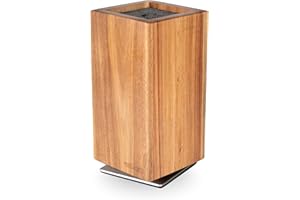 Moritz & Moritz Bloc à Couteaux Acacia Rotatif 360° - Porte-Couteaux Magnétique avec Pied Tournant & Insert de Poils Amovible - Support de Couteaux Flexible pour Cuisine - Bloc à Couteaux Sans