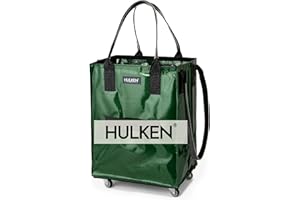 HULKEN - (Medium, Forest Green) Reusable Grocery Bag On Wheels, Shopping Trolley, Rolling Tote, Zipper Closure, Lightweight, Carries Up to 66 lb, Folds Flat, Unbreakable Handles
