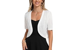 Totatuit Damskie bolerko wzrusza ramionami lato krótki rękaw szydełkowany dzianinowy przycięty kardigan damski na co dzień przycięty wzruszenie ramionami na sukienki ślub wieczór