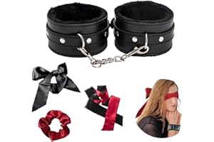 DALAETUS 4 Piezas Esposas de Metal con Máscaras de Satén Para los Ojos, Esposas de Mano de Accesorios para Disfraces de Policía Suministros Juguetes para Fiesta Niños, Juego de Rol de San Valentín