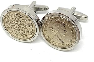OCC OLD COIN CUFFLINKS Premium 1965 Original Lucky Sixpence 6d birthday/Anniversary Cufflinks ideal for a 60th birthday HT SLV
