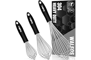 Walfos Zestaw trzepaczek ze stali nierdzewnej 3 paczki trzepaczki balonowej, gruby drut ze stali nierdzewnej ＆ Mocne uchwyty, spieniacz do jajek do gotowania, miksowania, ubijania (21,25,30cm)