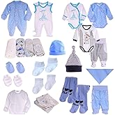 Erstausstattungspaket Baby Set 22 Teile Body Hose Strampler Strumpfhosen Shirt Socken Bekleidung f r Jungen Neugeborene Weich Hautfreundlich Bequem Geschenk Geburt Babyparty Praktisch
