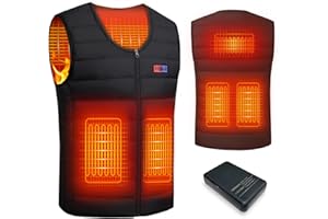 Mincoo Chaleco Calefactable Mujer Hombres, Bateria Chaqueta Calefactable USB con 3 Temperaturas y 5 Zonas Ideal para Acampar Moto Pesca Caza Actividades al Aire Libre