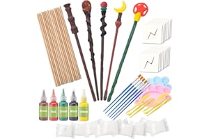 YOHOLD Wizard Kit de fabrication de baguette magique,DIY Ensemble de peinture artisanale,Tatouaged'éclair pour Enfants étudiants,Cadeau de fête d'anniversaire cosplay,Fournitures d'Halloween Décor-67pcs