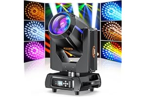 Osusuent 380W Cabeza Móvil Luz de Escenario, LED RGBW DJ Luz de Haz 4 Modos de Control Luz de Discoteca con 16+48 Prismas para Fiesta Club Bar Boda Navidad Halloween Celebración (1 unidad)