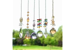 Dimoxii 6 Pcs Prism Crystal Sun Catchers for Windows, Rainbow Maker Hanging Glass Ball Ornaments, Garden Beads Chain Decorations for Curtain, Mirror &Bedroom (Glass Ball)