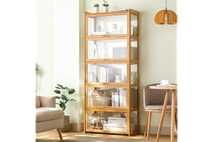 JFOZDM Vitrina, Vitrina Expositora Multifuncional de Vidrio a Prueba de Polvo, Diseño de Puerta de Gabinete con Solapa, Vitrina Cristal para Oficinas, Dormitorios, Salas de Estar