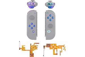 eXtremeRate Multicolore Tasti Luminosi DFS LED Kit per Nintendo Switch Joycon,Pulsanti Direzionali ABXY Trigger Ricambio per NS Switch OLED Joystick Controller(Senza Joycon)-Camaleonte Viola Blu