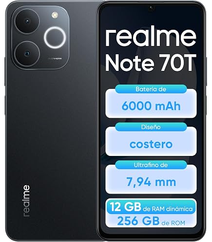 realme Note 70T, 4+64GB Smartphone, Pantalla HD de 6,75'' y 90Hz