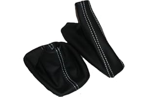 TK-ESHOP TK - 800 Schaltmanschette und Handbremsmanschette, genäht aus Echtleder, Weiß