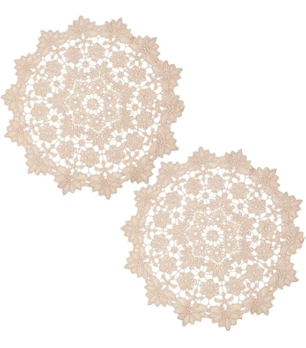 4 Centrini Uncinetto In Cotone Kilofly – Sottopiatto Tovaglietta 50x50 Cm – Beige Fatto A Mano – Decorazione Floreale Per Tavola E Mobili