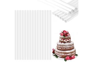 Rjayaa Cake Dowels for Tiered Cakes 30cm, 24pcs Plastic Cake Tier Support Rods for Tiered Cakes Dowel Rods Stacking Support