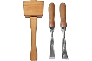 GENERIC J&J Mallet Upholstery Tools, Wooden Mallet, Chisel Set, Camping Mallet Nail Hammer Woodworking, Straight and Bent Chisel Staple Remover, Carpet Fitting Tool Kit and Carpentry Basic Hand Tools Kit