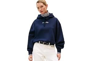 Tommy Hilfiger dam Classic Script Fleece Hoodie Ww0ww47459 Pullover huvtröja