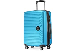 HAUPTSTADTKOFFER Mitte - Handgepäck 55x40x23, TSA, 4 Rollen, Reisekoffer, Hartschalenkoffer, Rollkoffer, Handgepäckkoffer, Bordgepäck Koffer, Cyanblau