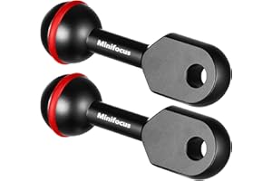 MINIFOCUS 1" Ball to YS Head Clip Arm, 2PCS 3.35"/8.5cm Aluminum Alloy YS Head Adapter Lightweight Arm Underwater Photography Lighting System Connector for Diving Strobe/Video Light