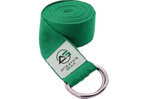 ATHLETICS GEAR AG Yoga Strap Belt with Metal D-Ring Buckle, 6ft long & 1.5 inch wide, Made with Durable Cotton for Stretching and Flexibility