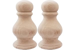 Btibpse Unfinished Wood Finial Newel Post Cap Bedpost Finial for Bed Rod Finials Flagpole Topper Crafts Pack of 2 Large Craft Finials (Style 2)